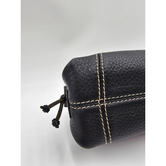 Y2K Dooney & Bourke Black Pebbled Leather Mini East West Slouch Hobo Duck Charm - Picture 5 of 14